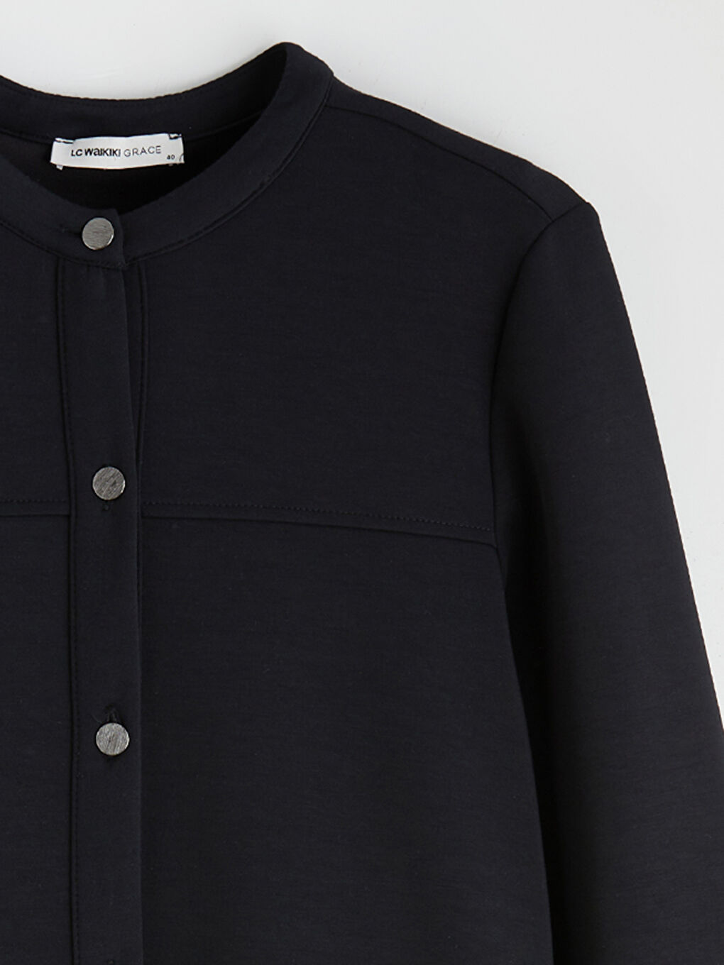 Siyah Bisiklet Yaka Modal Karışımlı Kadın Ferace-5