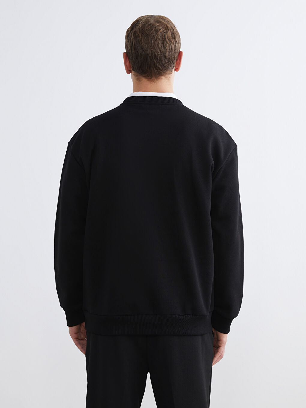 Crew Neck Printed Men's Thick Sweatshirt-3