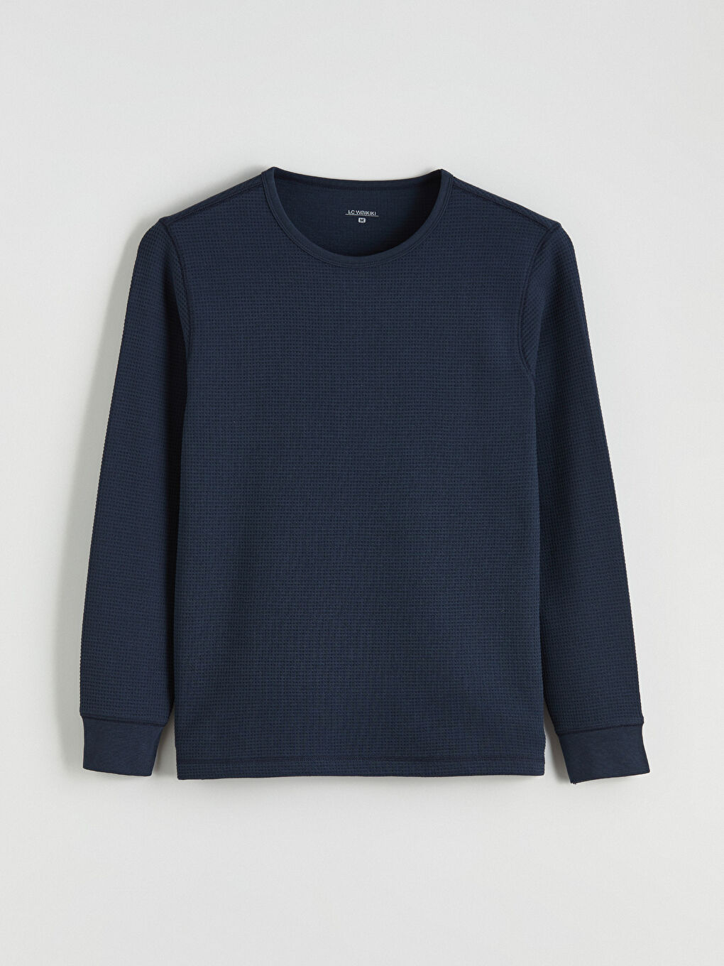 Lacivert Bisiklet Yaka Uzun Kollu Erkek Pijama Üst-4