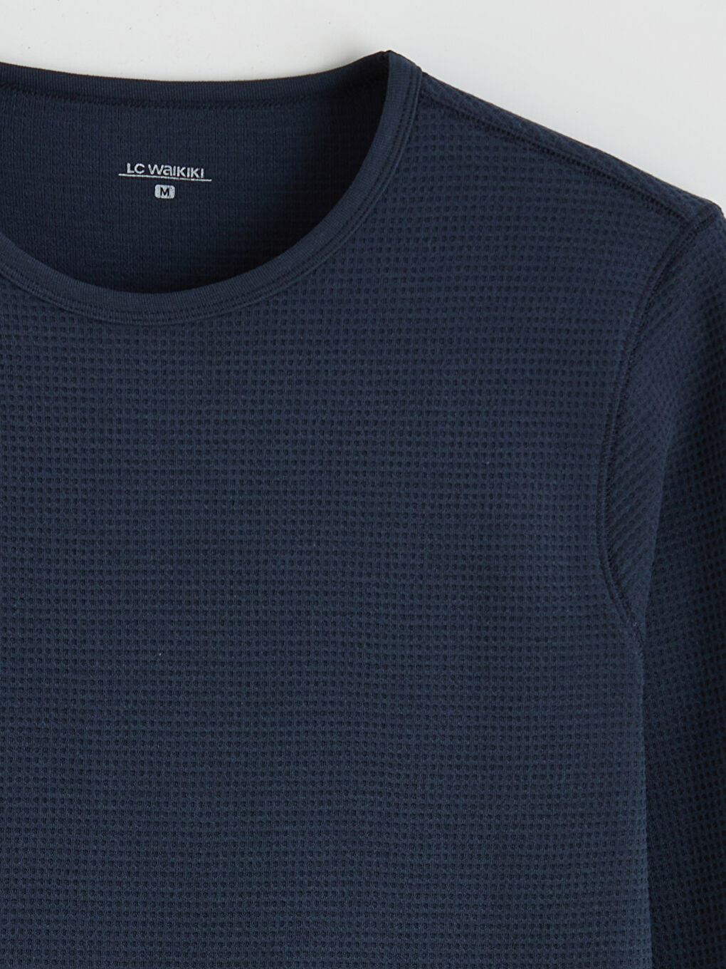 Lacivert Bisiklet Yaka Uzun Kollu Erkek Pijama Üst-5