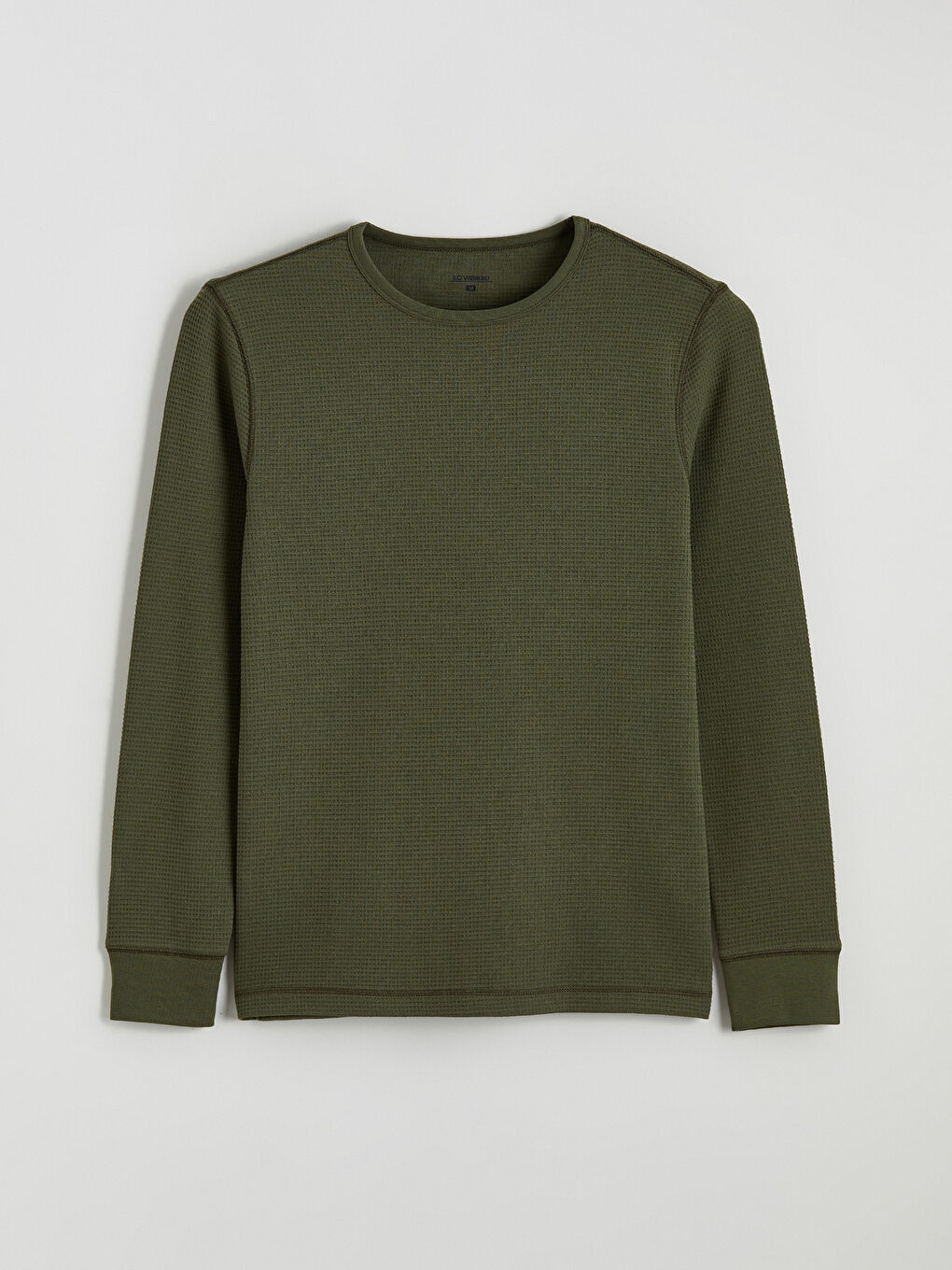 Yeşil Bisiklet Yaka Uzun Kollu Erkek Pijama Üst-4