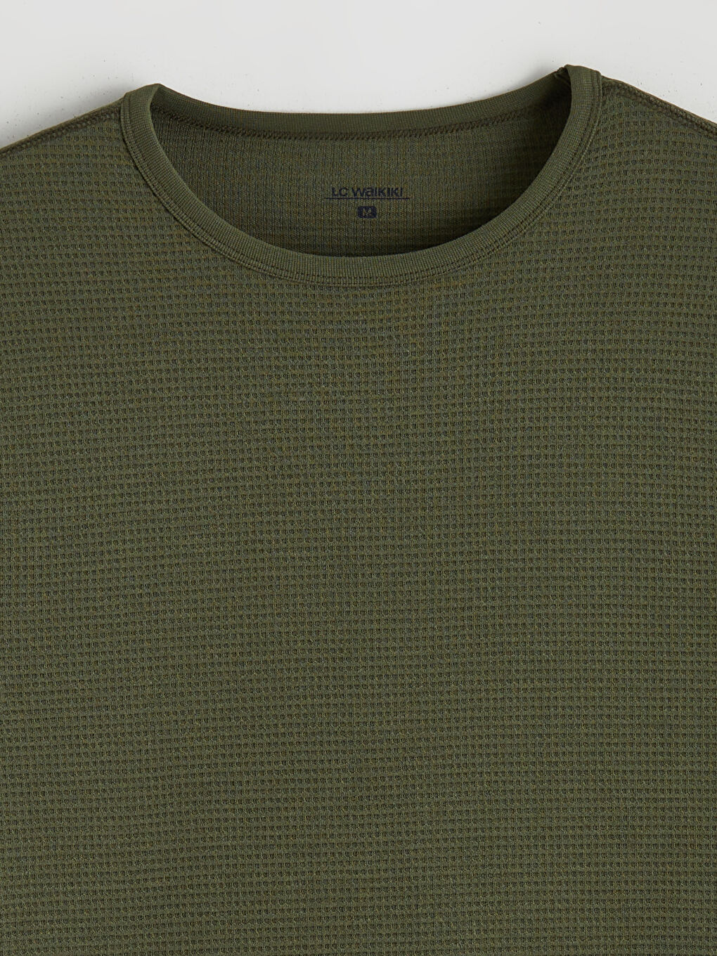 Yeşil Bisiklet Yaka Uzun Kollu Erkek Pijama Üst-5