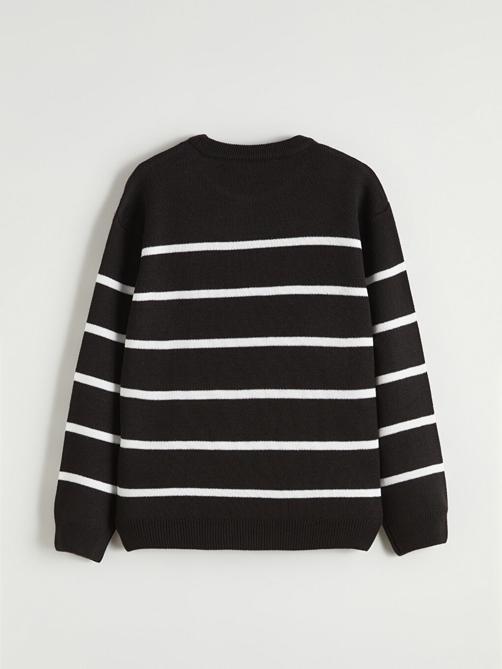 Siyah Bisiklet Yaka Çizgili Erkek Çocuk Triko Kazak-2