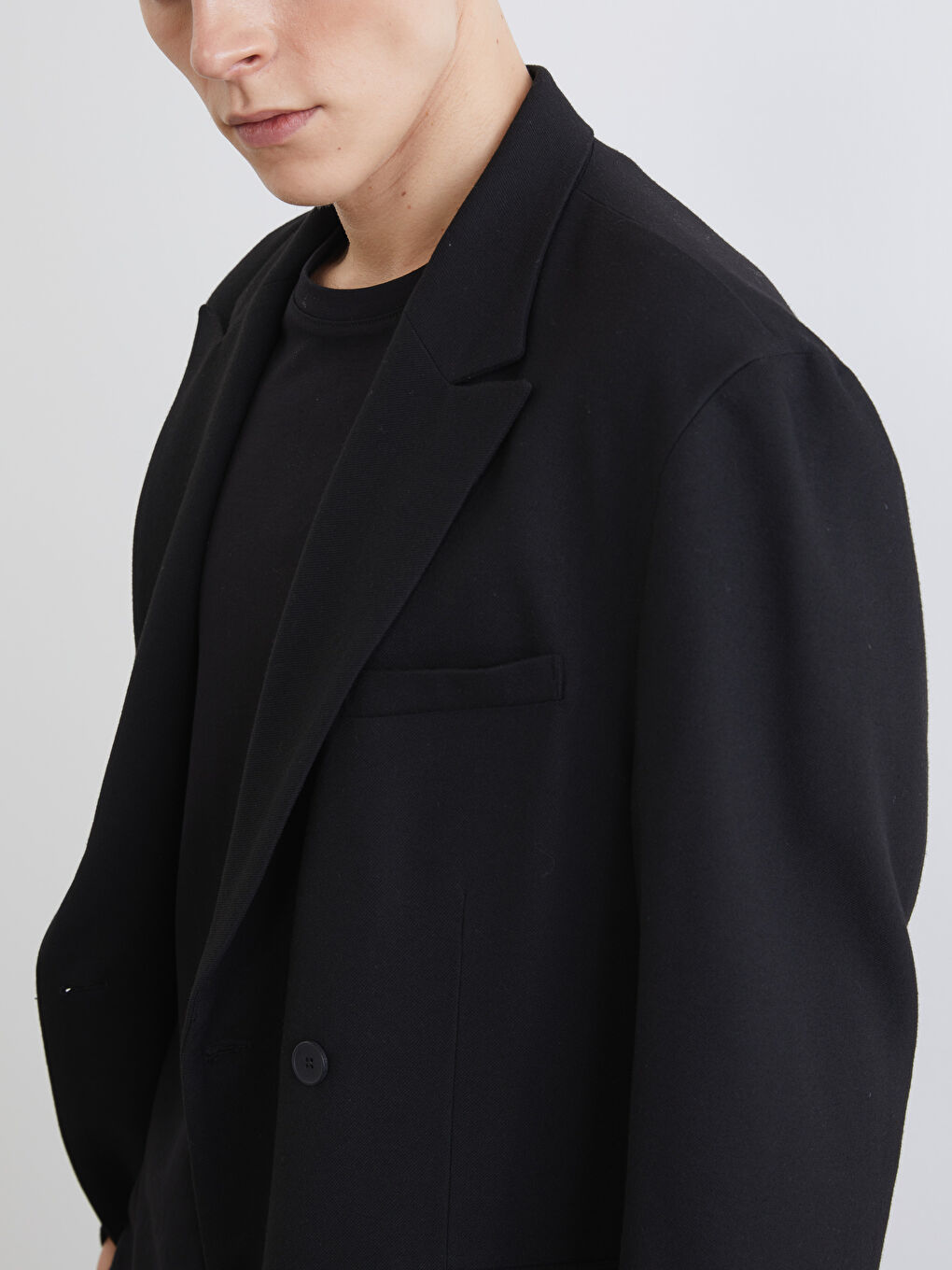 Siyah Standart Kalıp Erkek Blazer Ceket-3