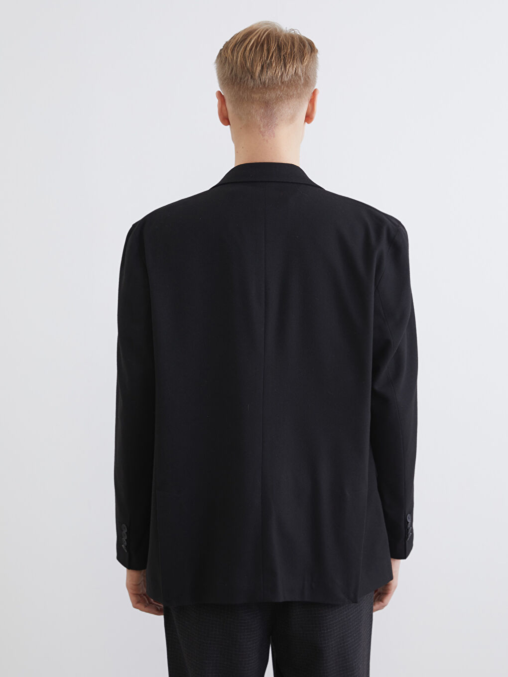 Siyah Standart Kalıp Erkek Blazer Ceket-5