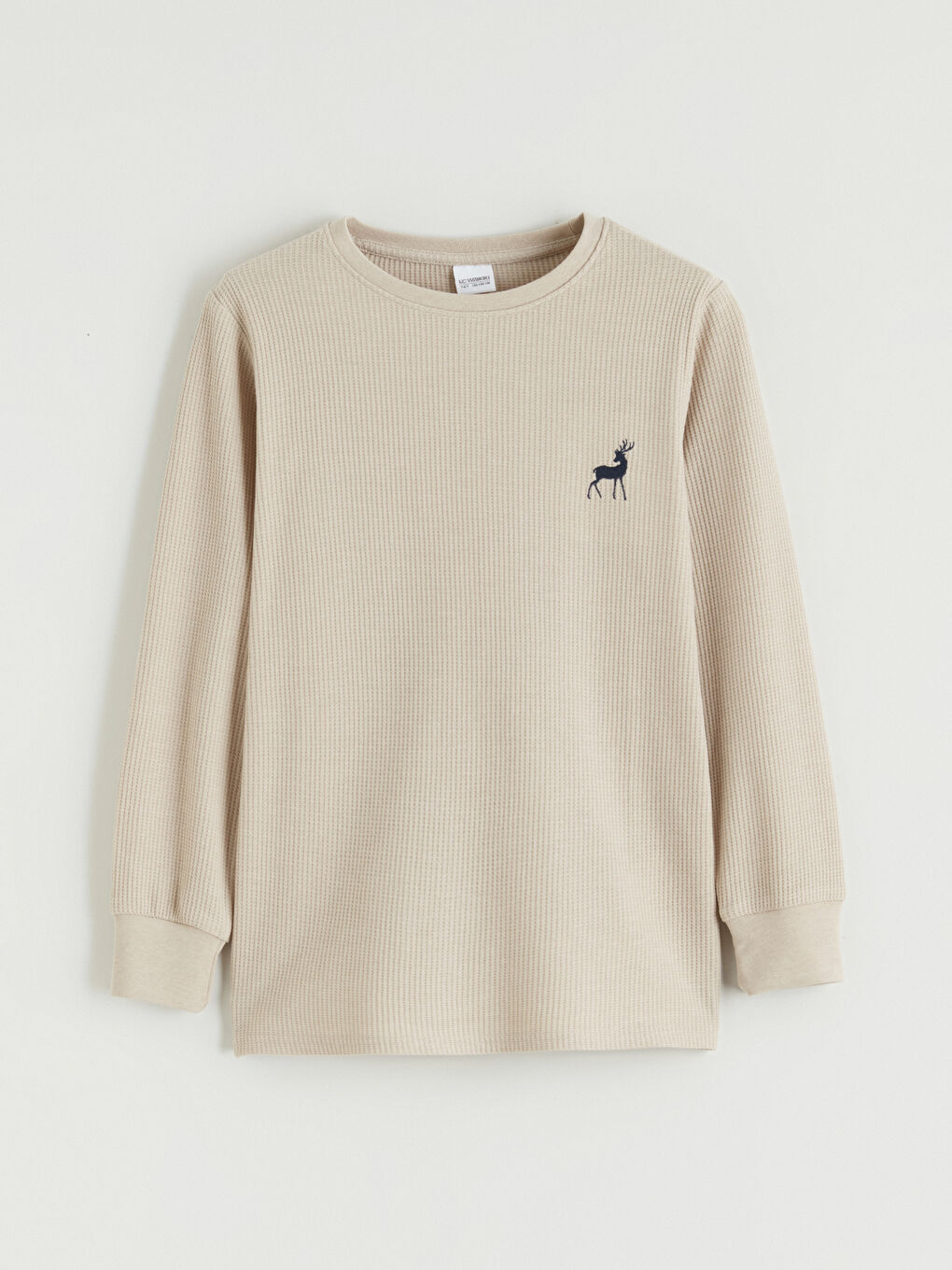 Bej Bisiklet Yaka Baskılı Erkek Çocuk Pijama Takım-1