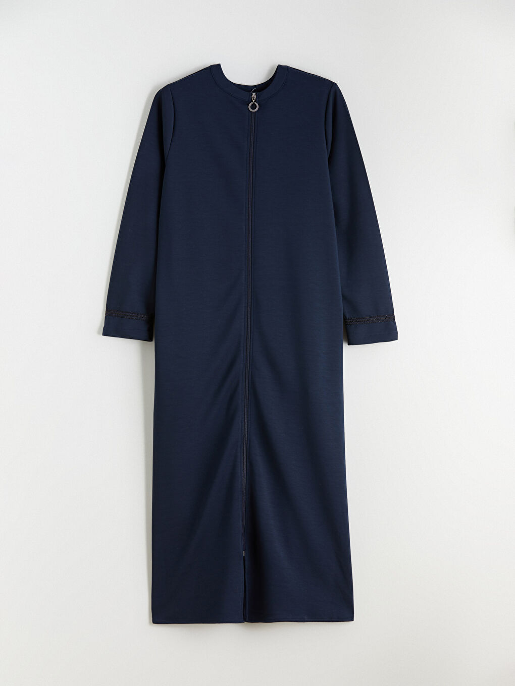 Lacivert Bisiklet Yaka Modal Karışımlı Kadın Ferace-4