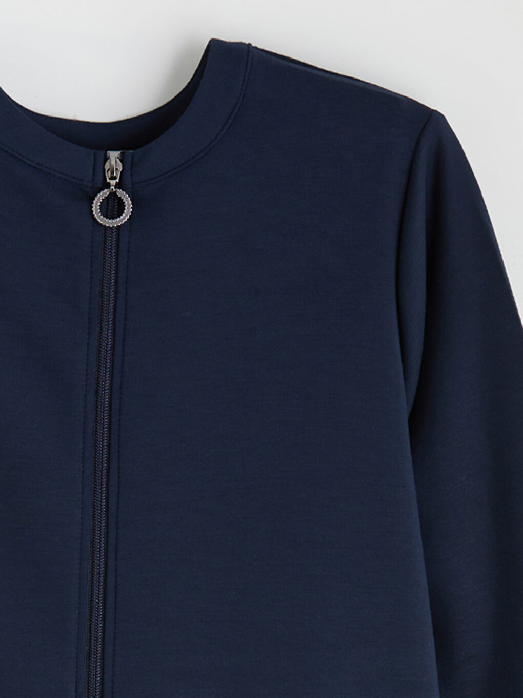 Lacivert Bisiklet Yaka Modal Karışımlı Kadın Ferace-5