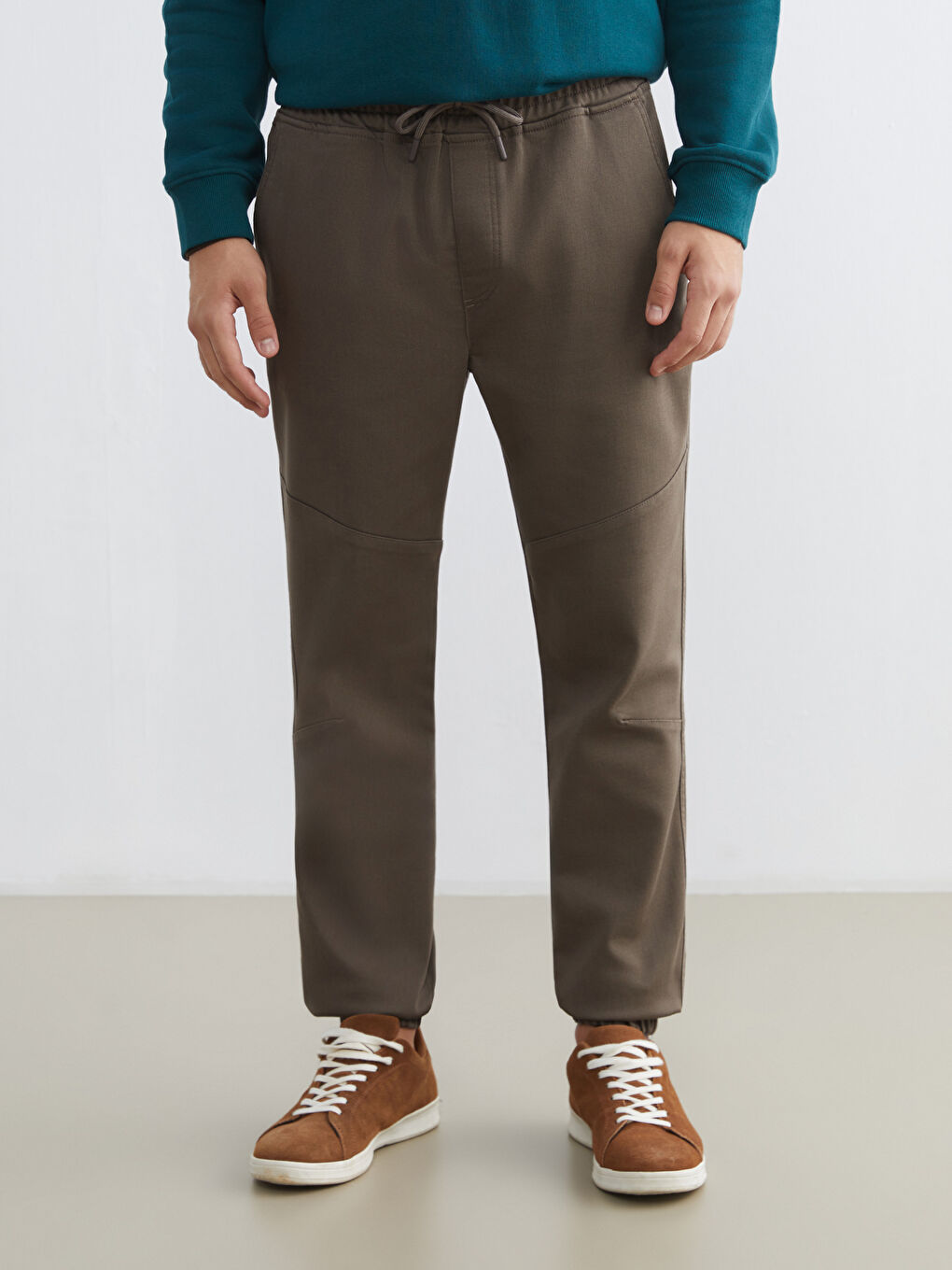 Kahverengi Slim Fit Erkek Jogger Pantolon-1