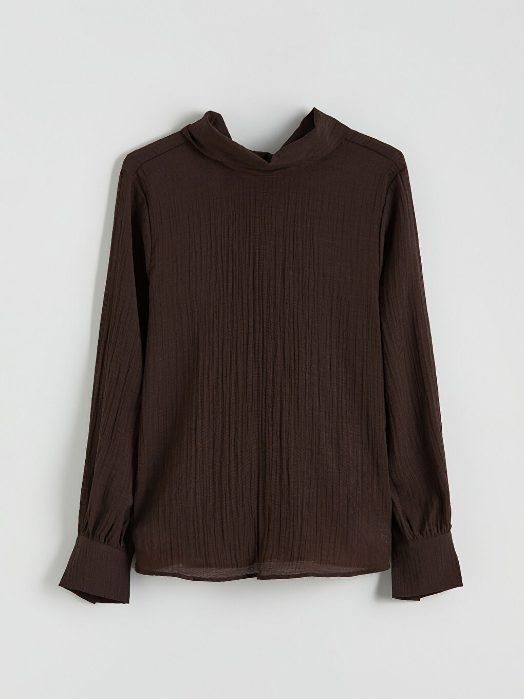 Kahverengi Dik Yaka Dokulu Bluz-4