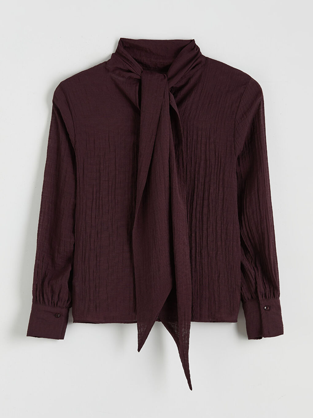Bordo Dik Yaka Dokulu Bluz-4