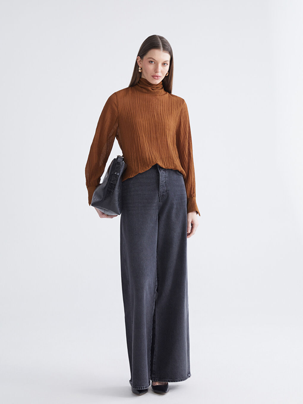 Bej Dik Yaka Dokulu Bluz-1