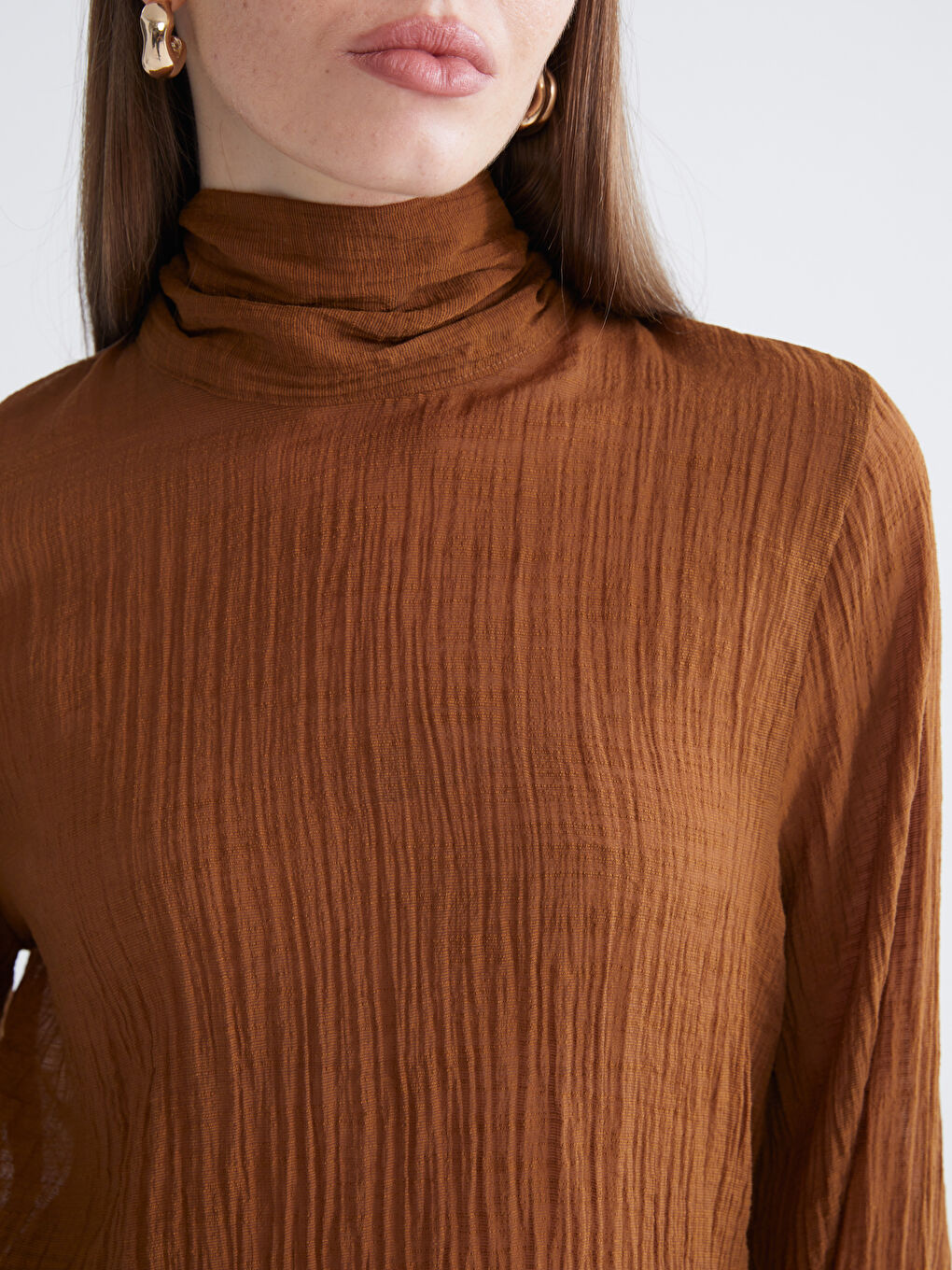 Bej Dik Yaka Dokulu Bluz-2