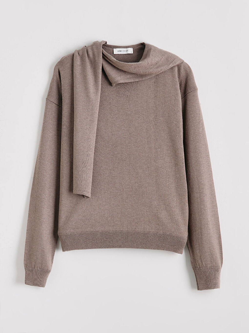 Bej Şal Yaka Kadın Triko Kazak-4