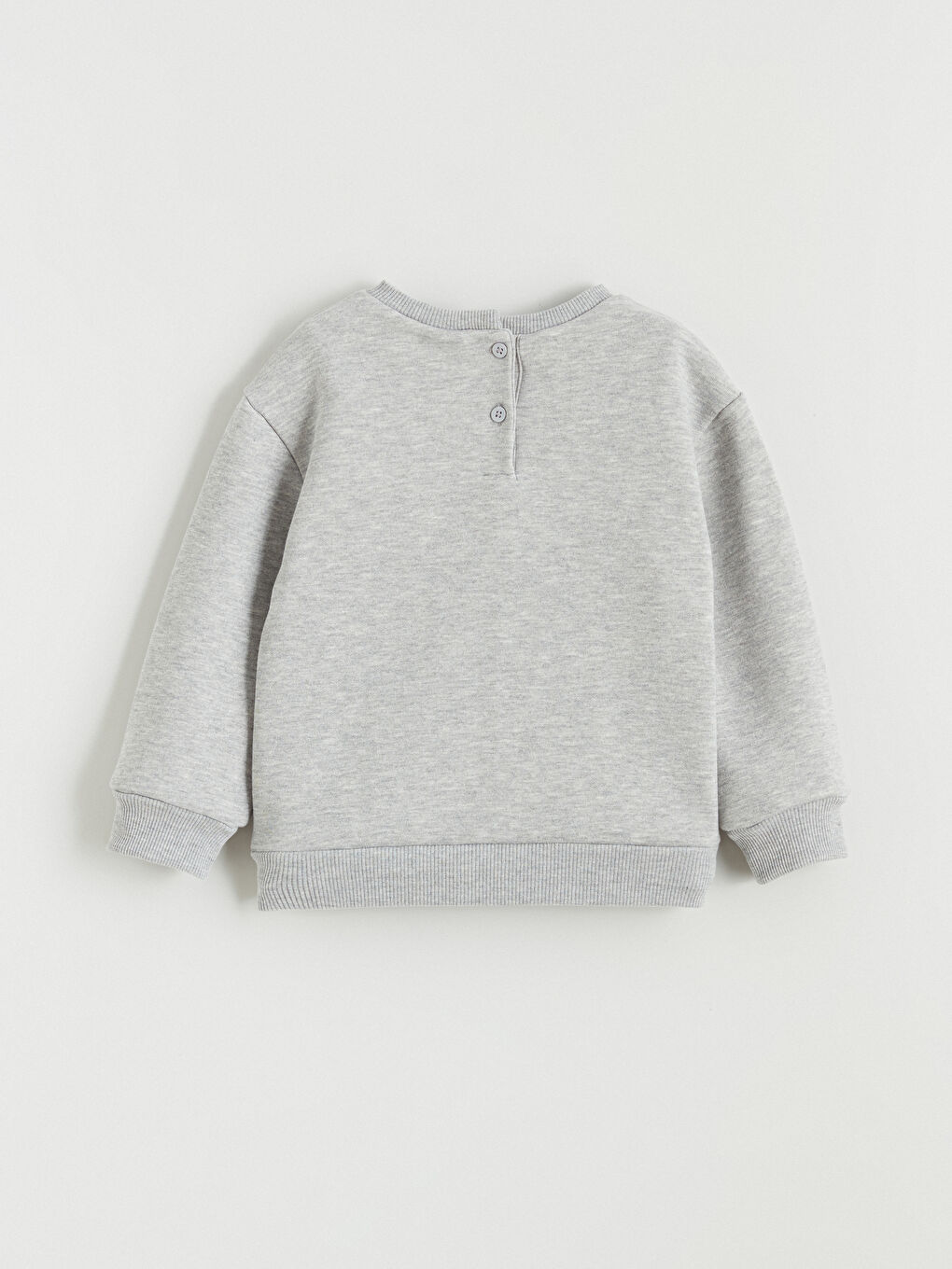 Gri Bisiklet Yaka Çiçekli Kız Çocuk Kalın Sweatshirt-3