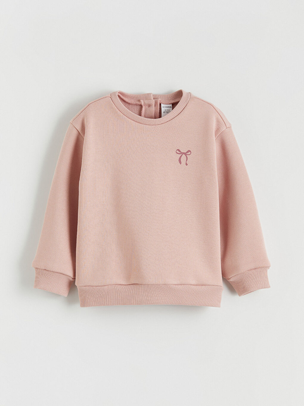 Pembe Bisiklet Yaka Çiçekli Kız Çocuk Kalın Sweatshirt
