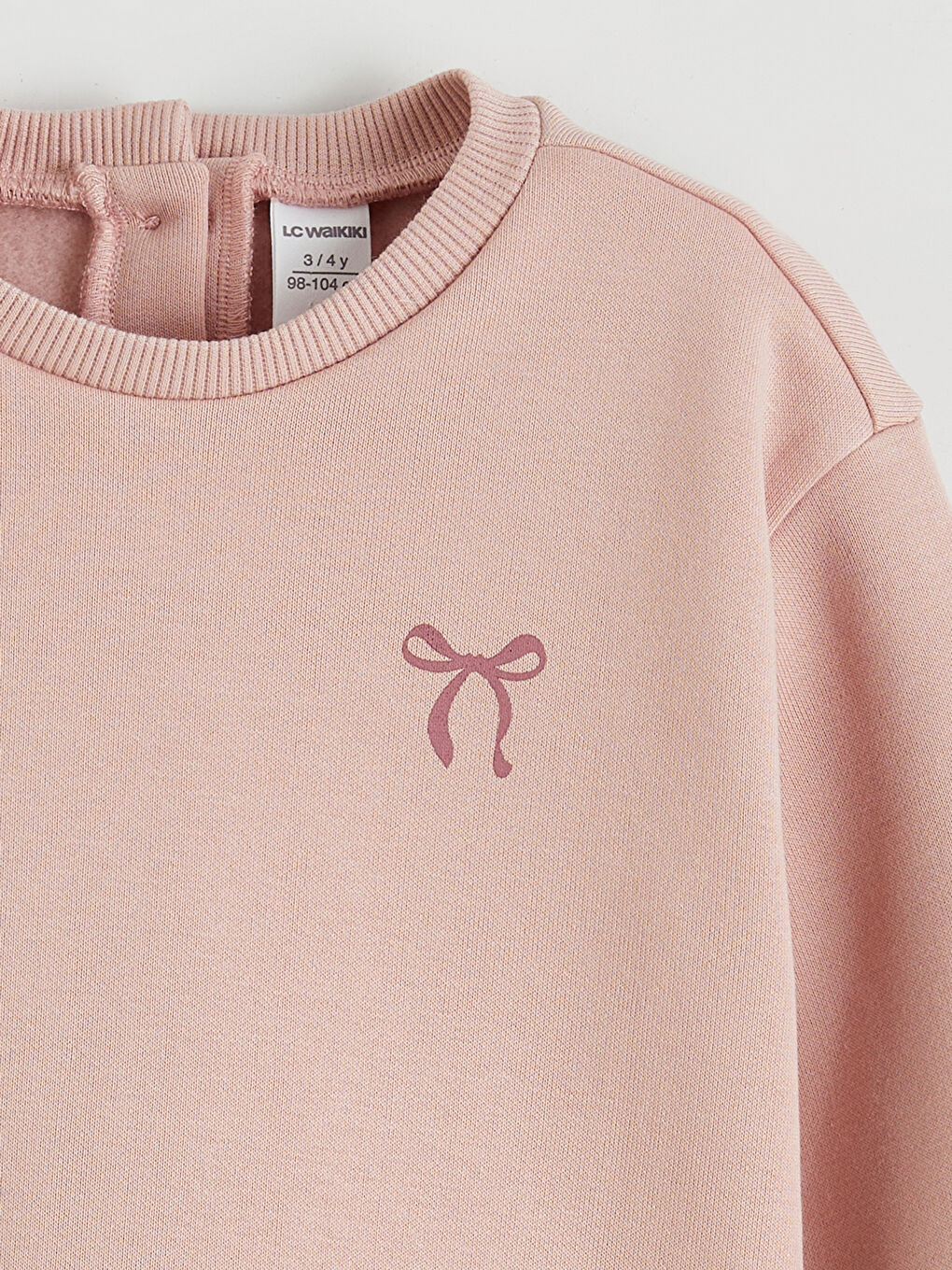 Pembe Bisiklet Yaka Çiçekli Kız Çocuk Kalın Sweatshirt-1