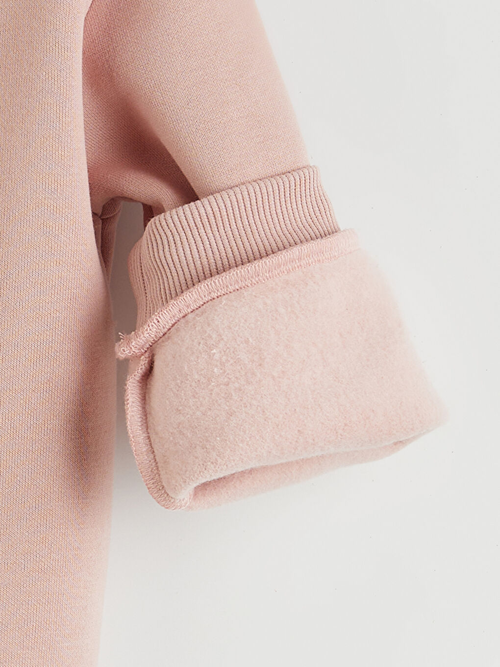 Pembe Bisiklet Yaka Çiçekli Kız Çocuk Kalın Sweatshirt-2