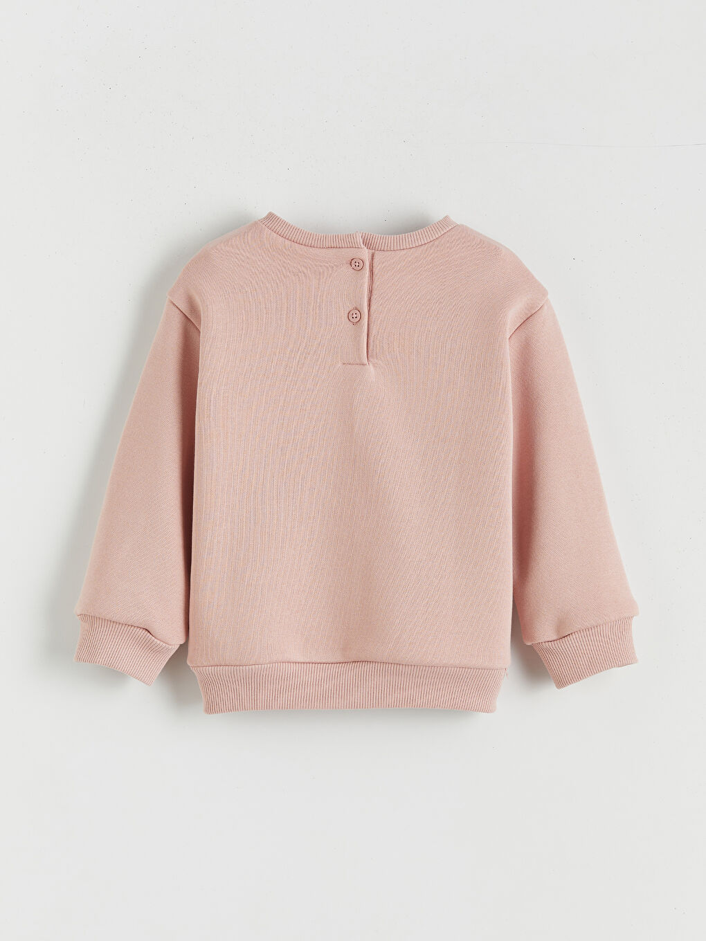 Pembe Bisiklet Yaka Çiçekli Kız Çocuk Kalın Sweatshirt-3