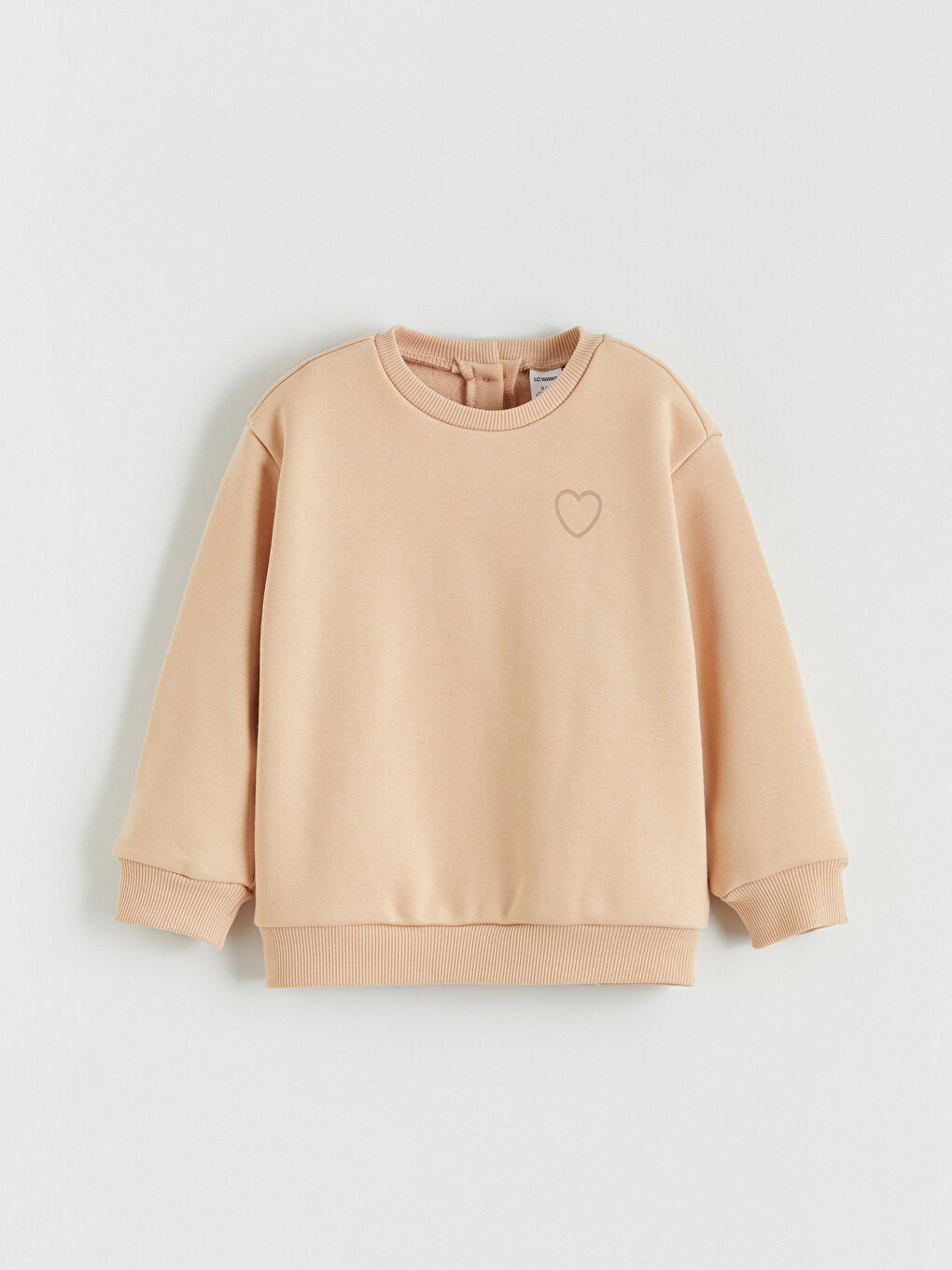 Bej Bisiklet Yaka Çiçekli Kız Çocuk Kalın Sweatshirt