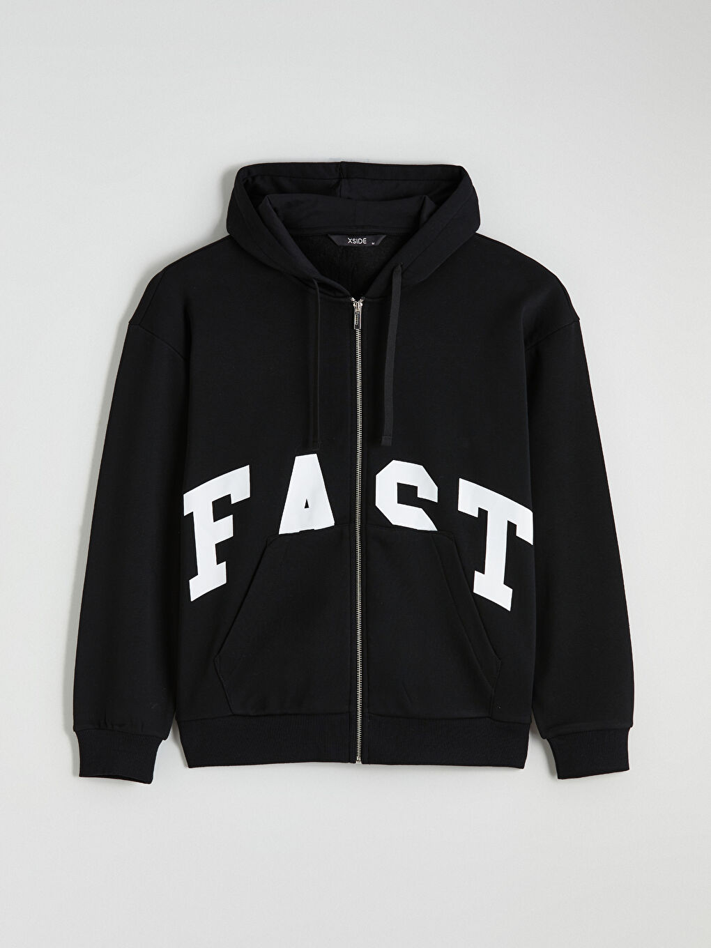 Siyah Kapüşonlu Erkek Fermuarlı Sweatshirt-4