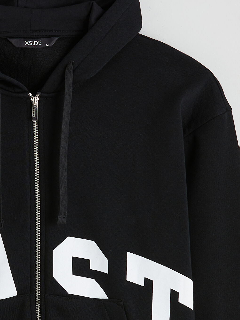 Siyah Kapüşonlu Erkek Fermuarlı Sweatshirt-6