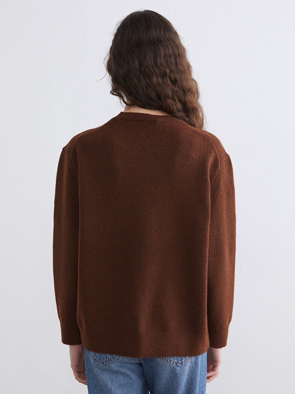 მრგვალი საყელო ქალებისთვის ტრიკოტაჟის სვიტერი-3