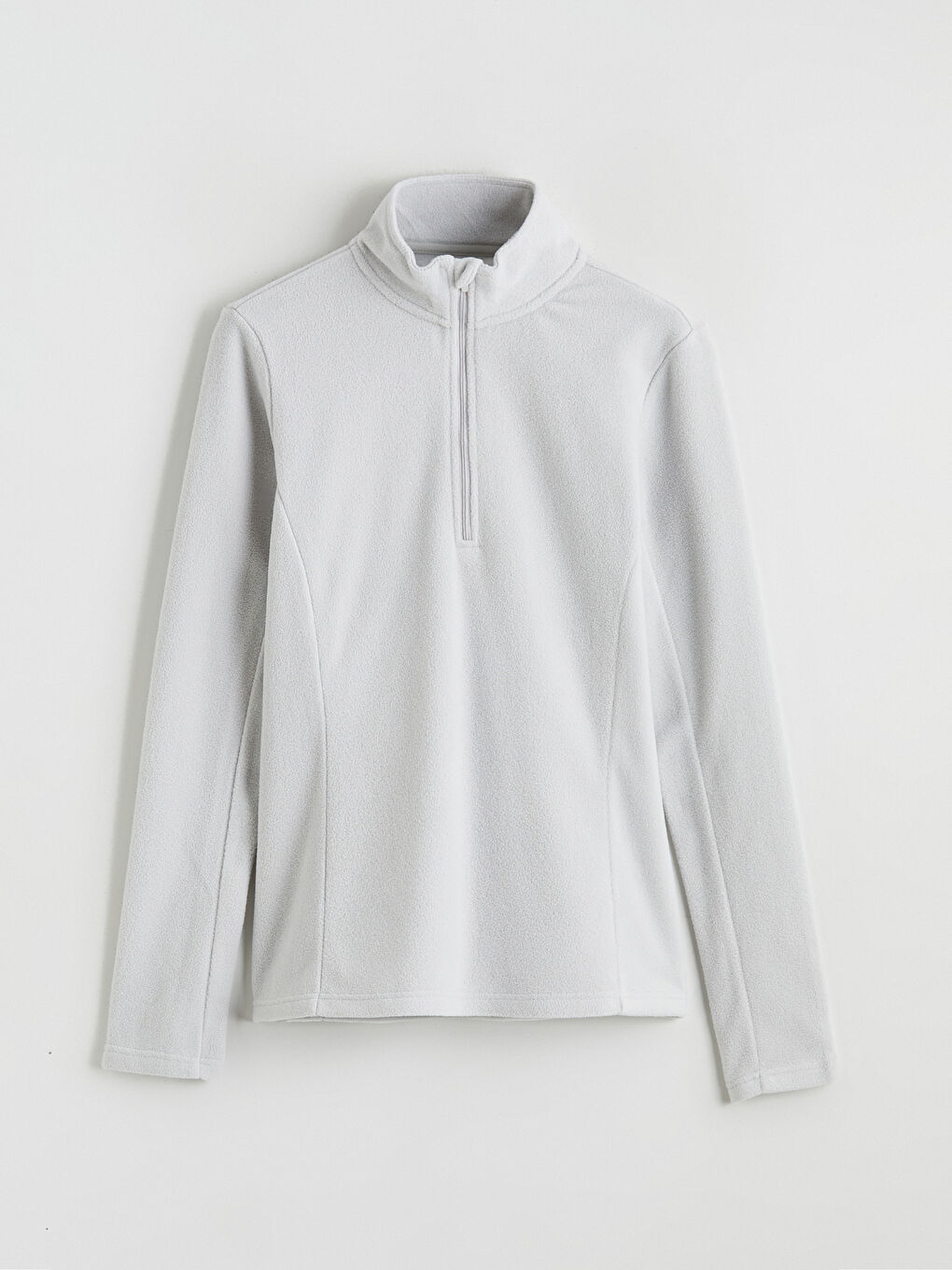 Gri Dik Yaka Kadın Polar Sweatshirt	-5