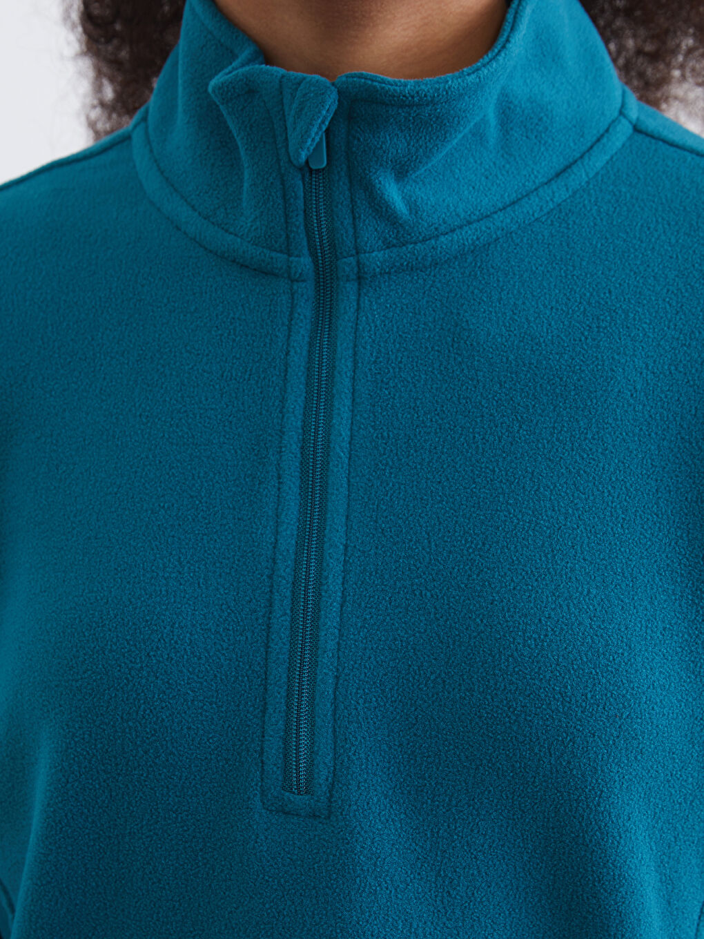 Petrol Dik Yaka Kadın Polar Sweatshirt	-2