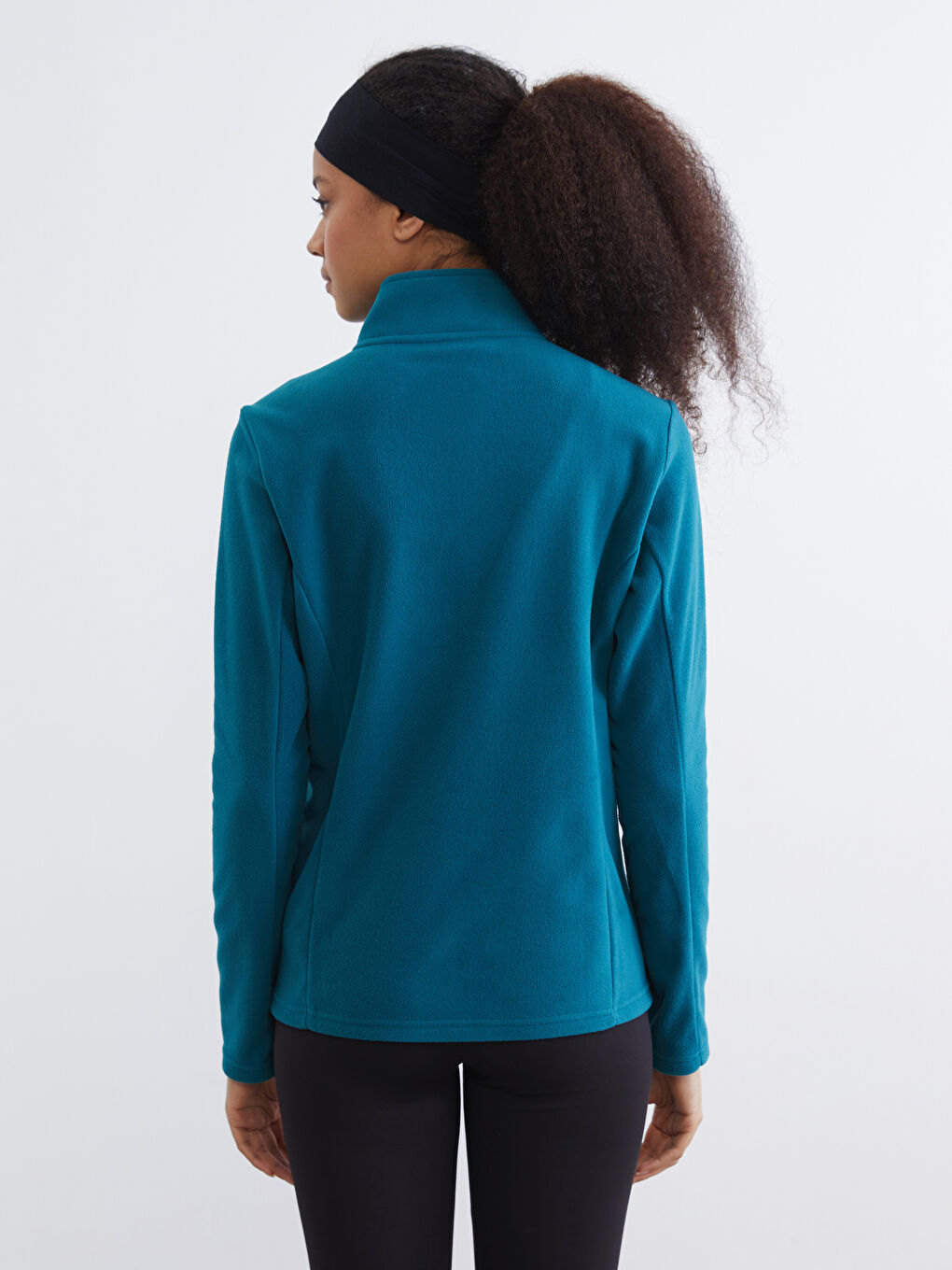 Petrol Dik Yaka Kadın Polar Sweatshirt	-3