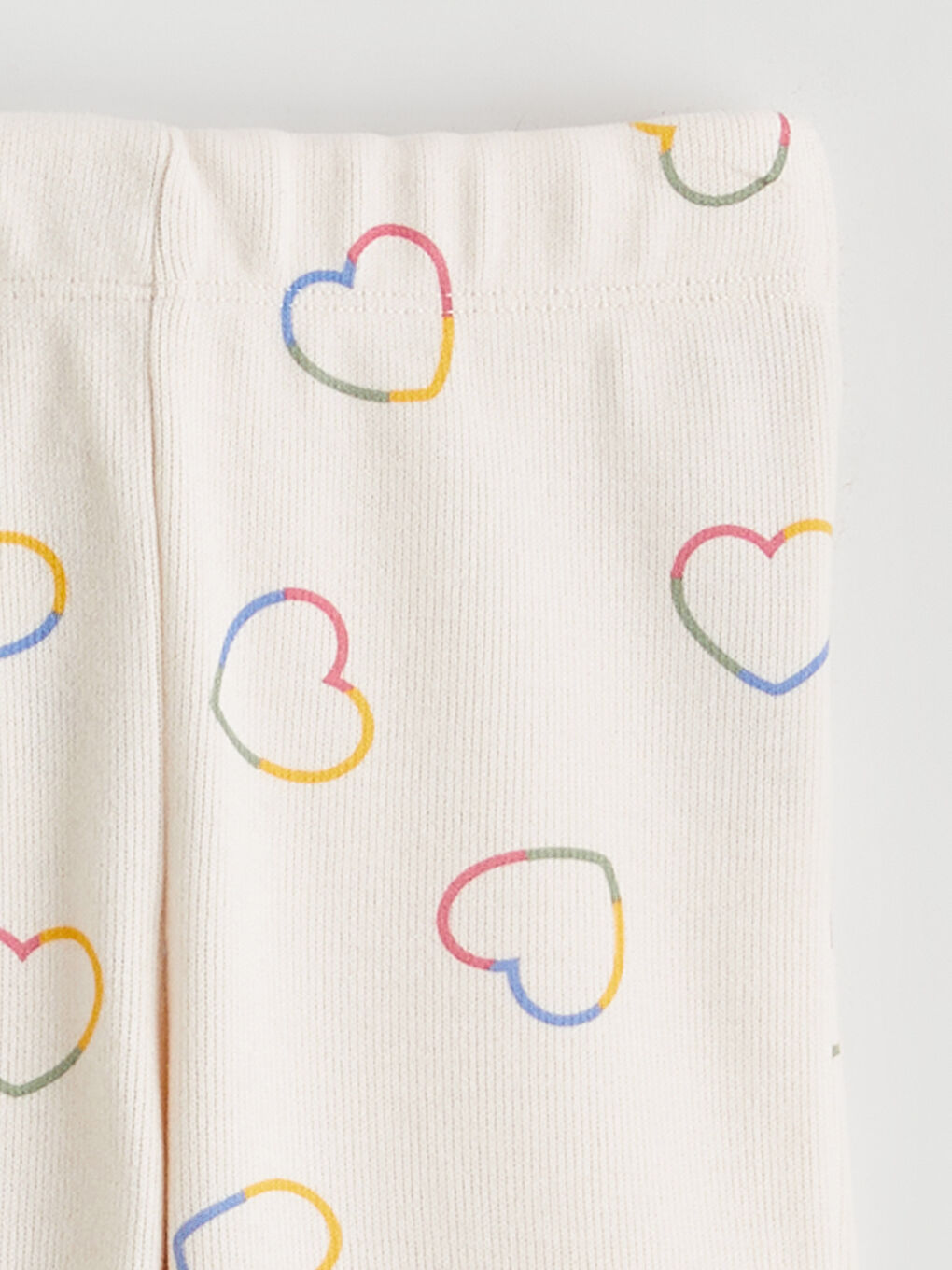 Ekru Beli Lastikli Baskılı Kız Çocuk Tayt Pantolon-1