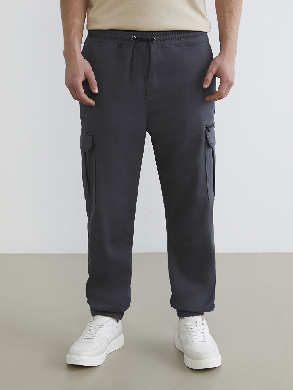Antrasit Standart Kalıp Erkek Kargo Pantolon-1