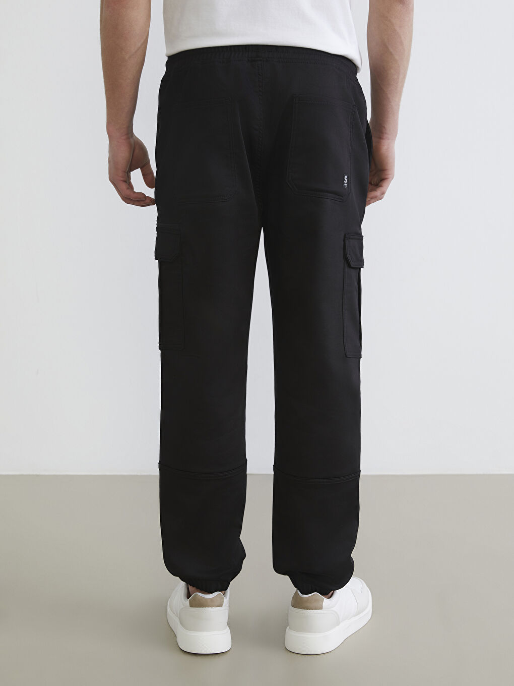 Siyah Standart Kalıp Erkek Kargo Pantolon-3