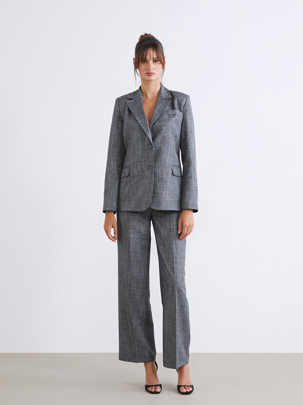 Gri Kadın Blazer Ceket-1