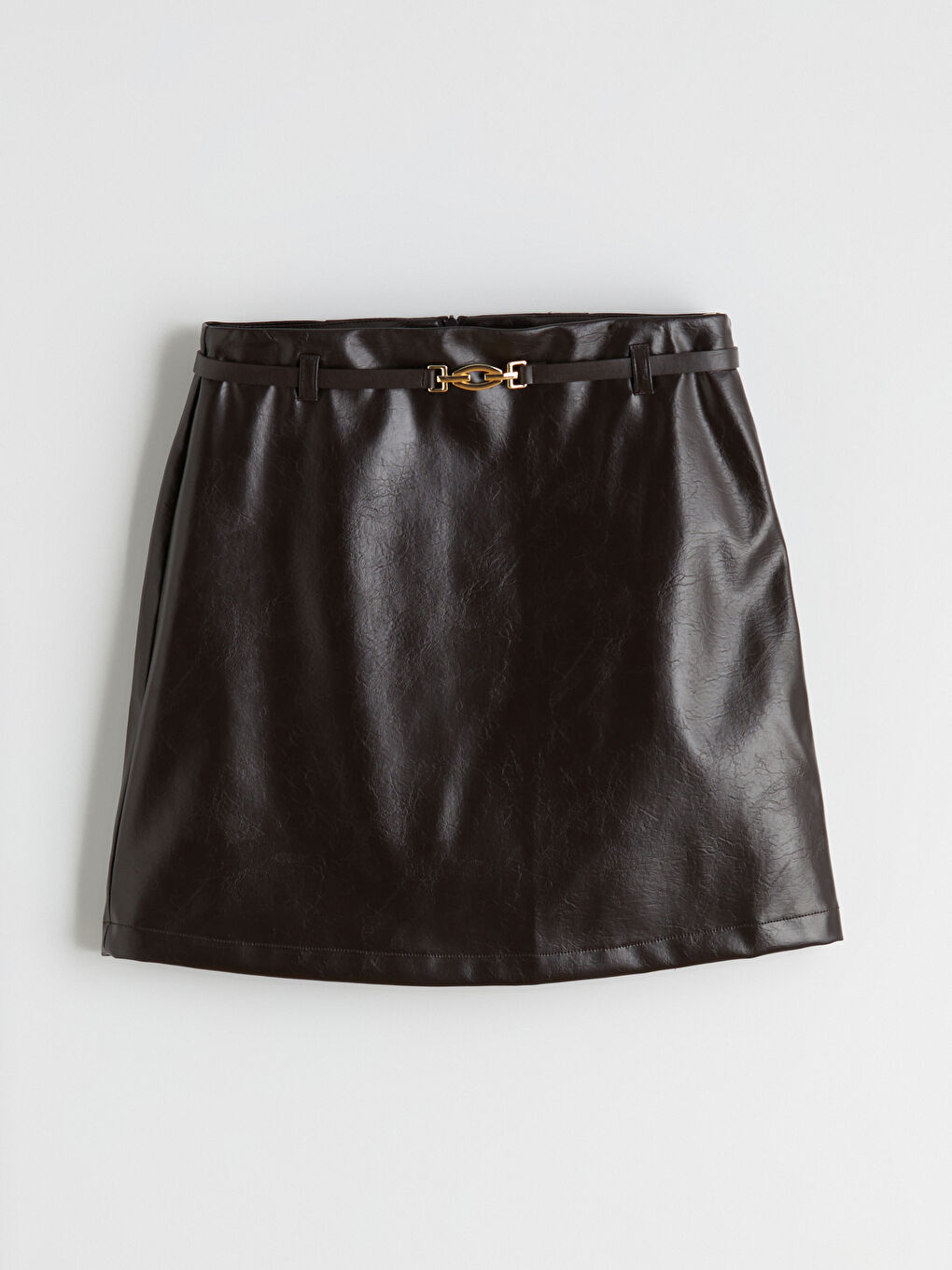 Belted Faux Leather Mini Skirt-4