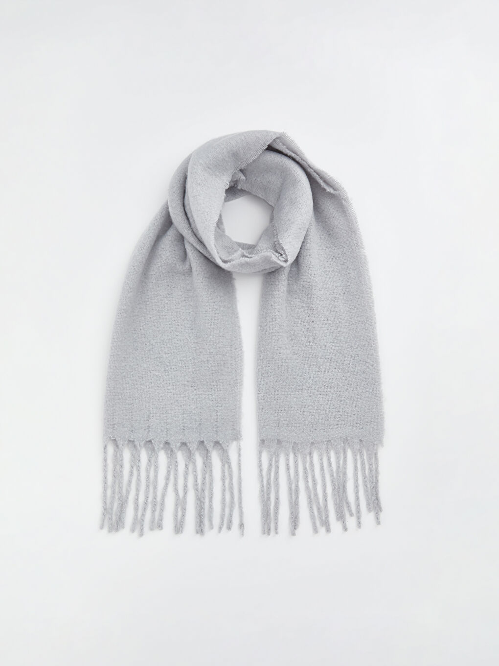 Gri Püsküllü Kız Çocuk Atkı