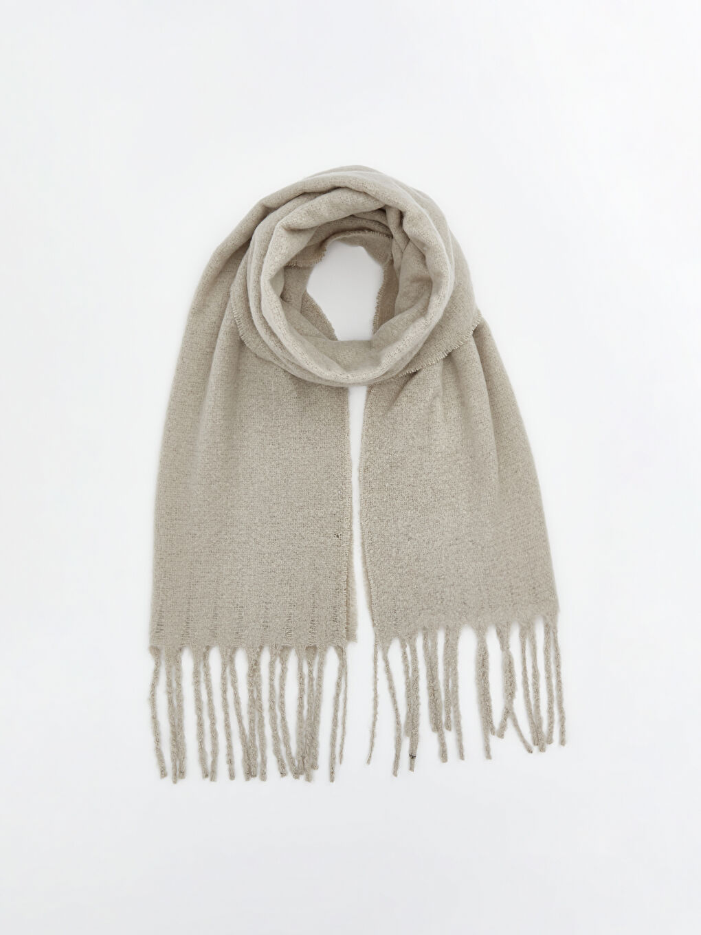 Bej Püsküllü Kız Çocuk Atkı