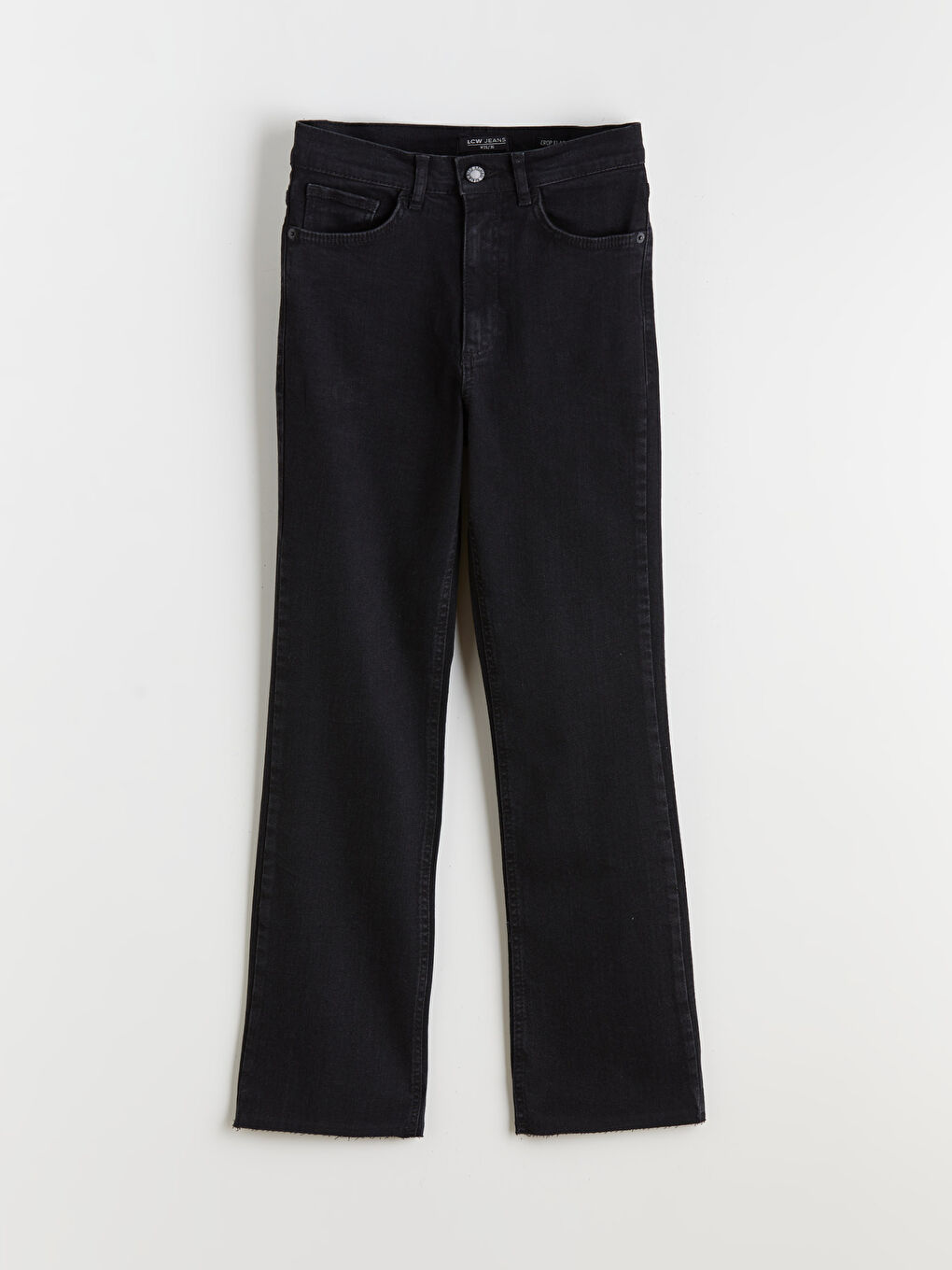 Siyah Crop Flare Kadın Jean Pantolon-4