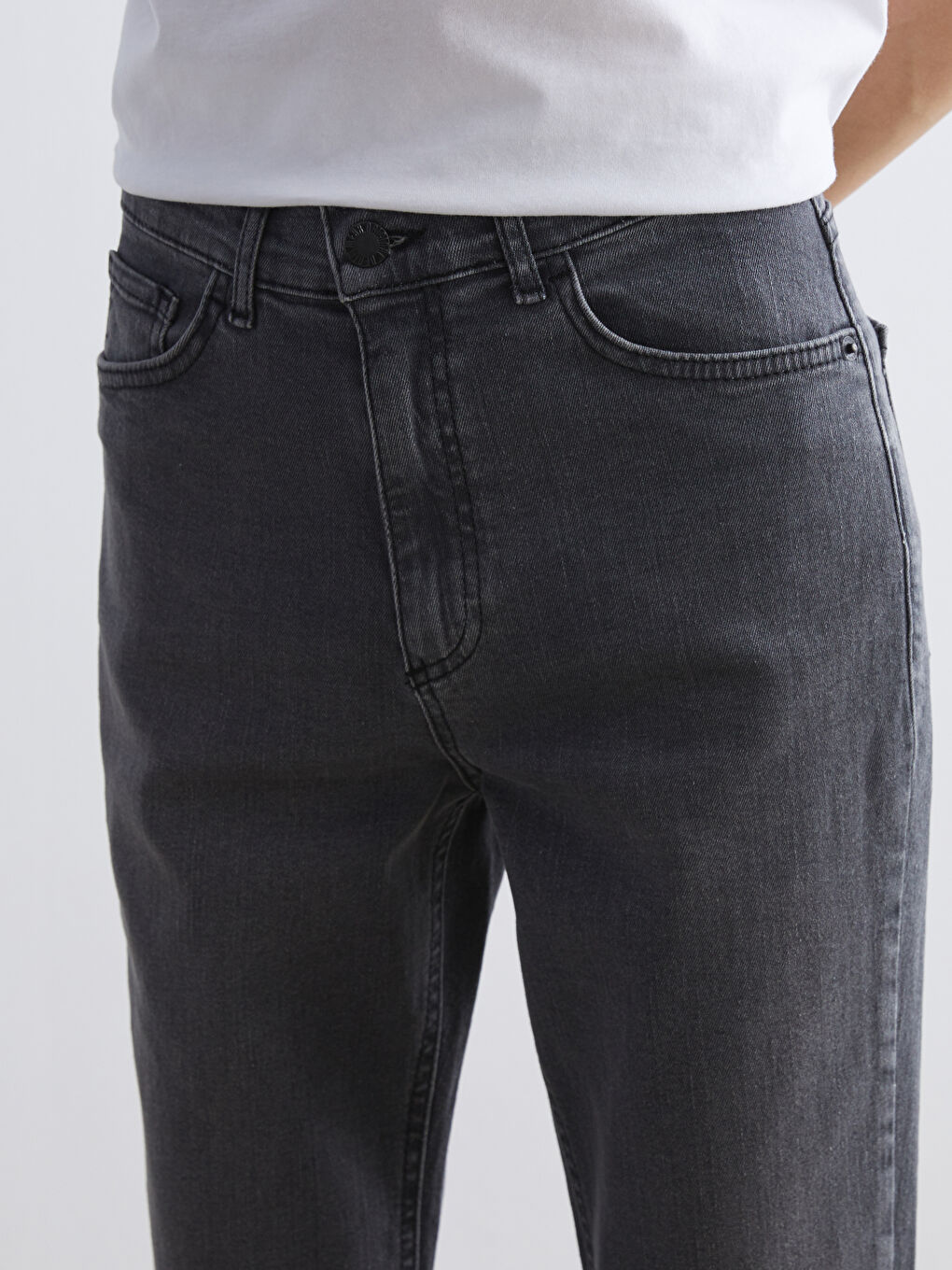 Gri Crop Flare Kadın Jean Pantolon-2