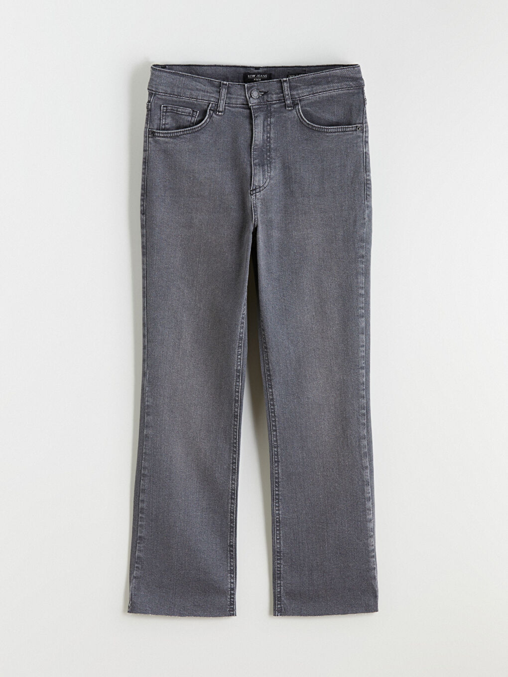 Gri Crop Flare Kadın Jean Pantolon-4