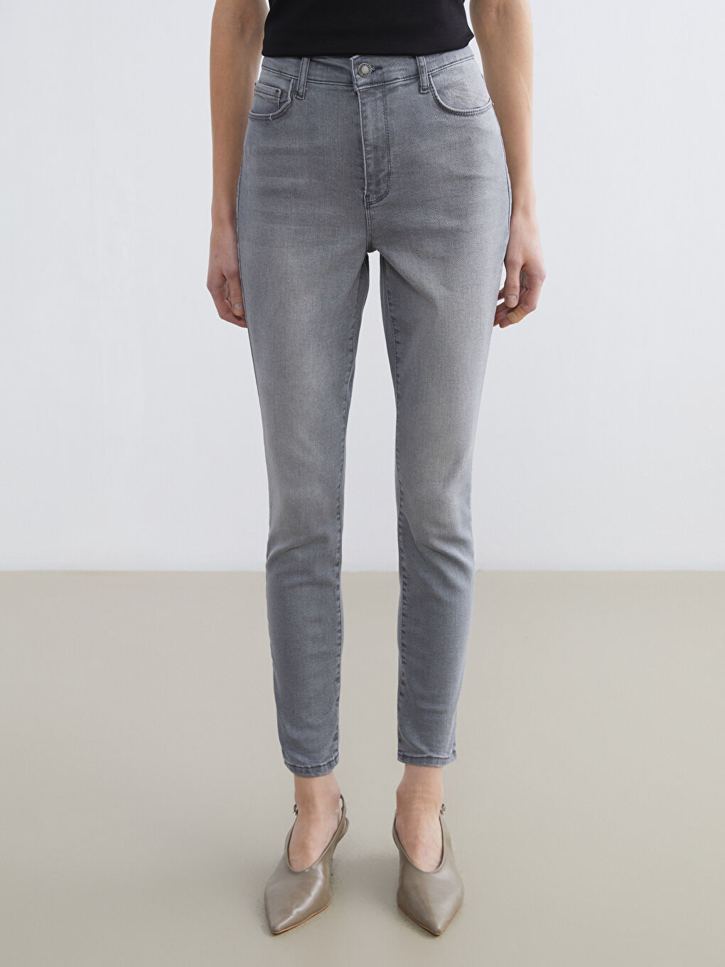 Gri Jüpiter Süper Skinny Fit Jean Pantolon-1