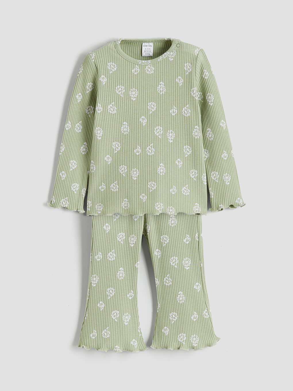 Yeşil Çiçekli Kız Bebek Bluz ve Tayt Pantolon