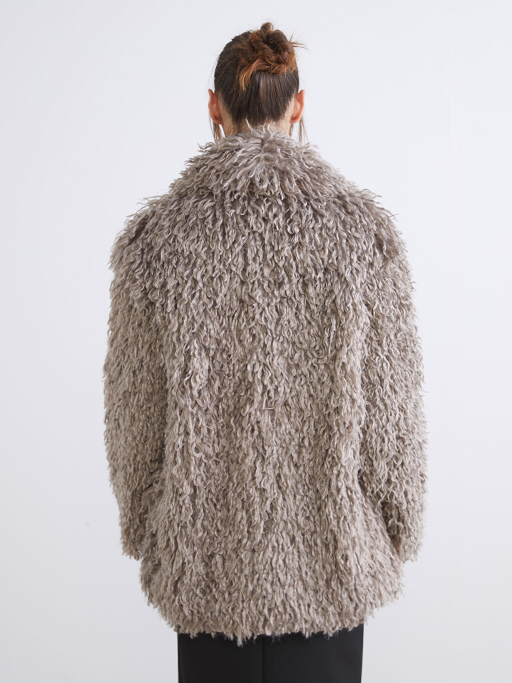 Kahverengi Bisiklet Yaka Kadın Kürk Mont-4