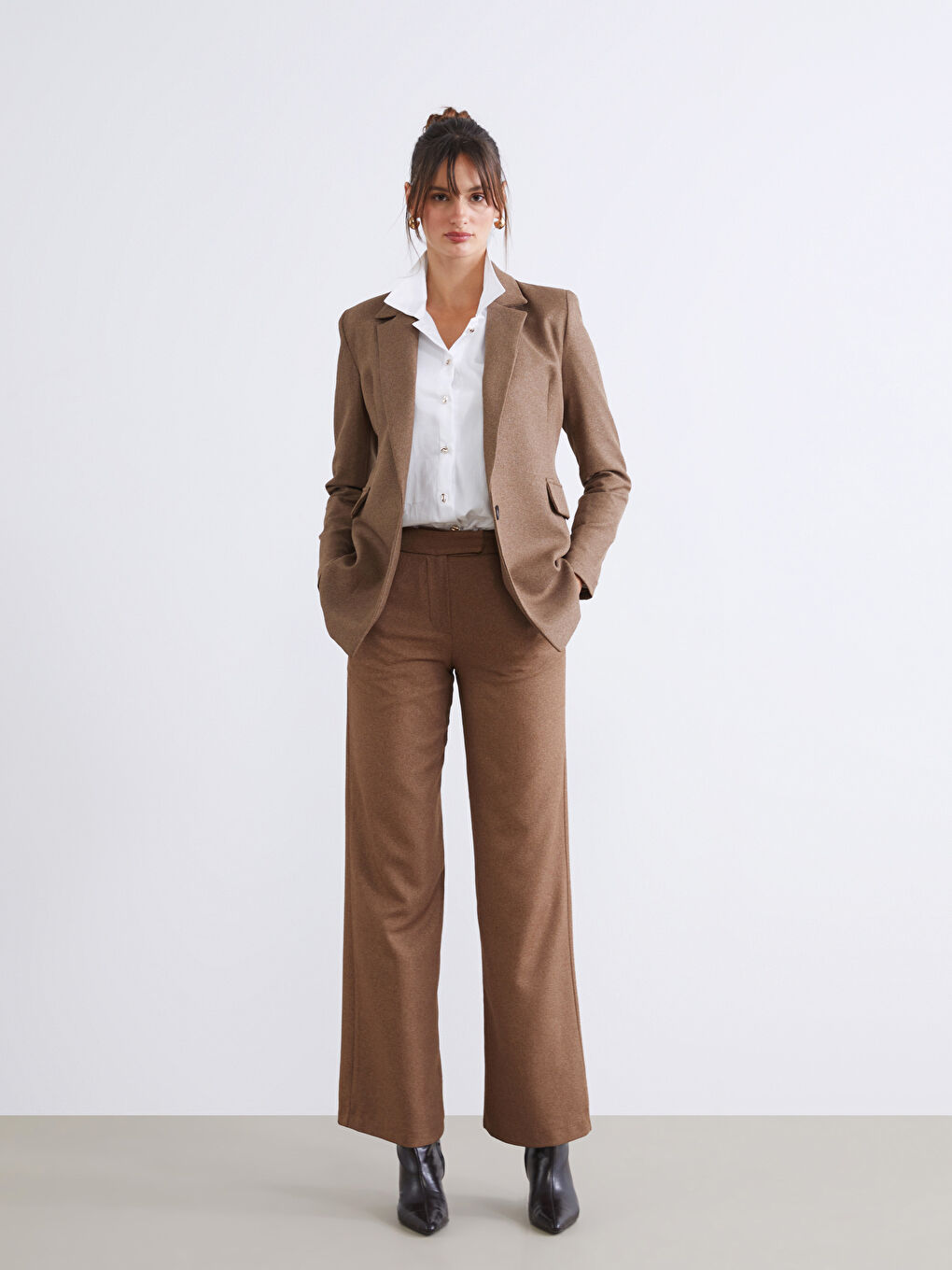 Kahverengi Kadın Blazer Ceket-1