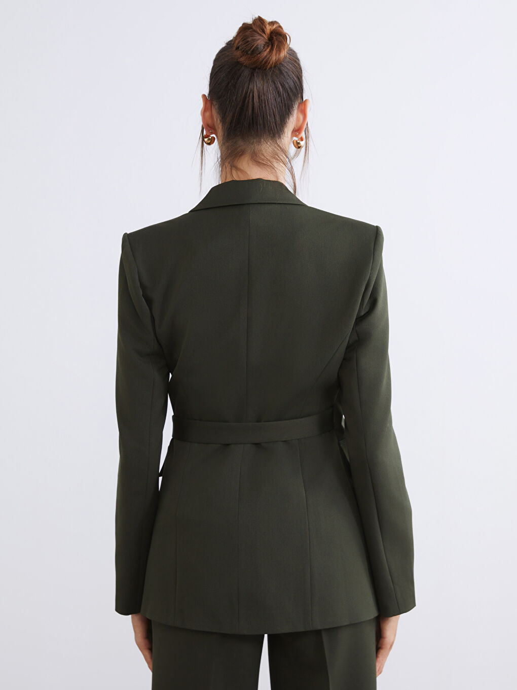Haki Kruvaze Yaka Kadın Blazer Ceket-3