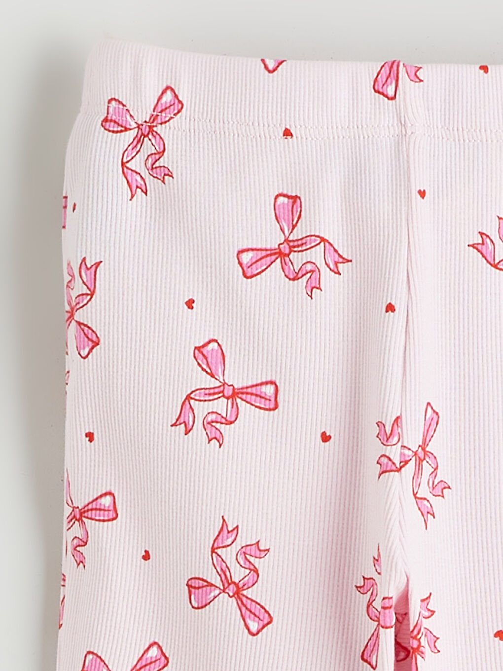 Pembe Beli Lastikli Fiyonk Baskılı Kız Çocuk Pijama Alt-1