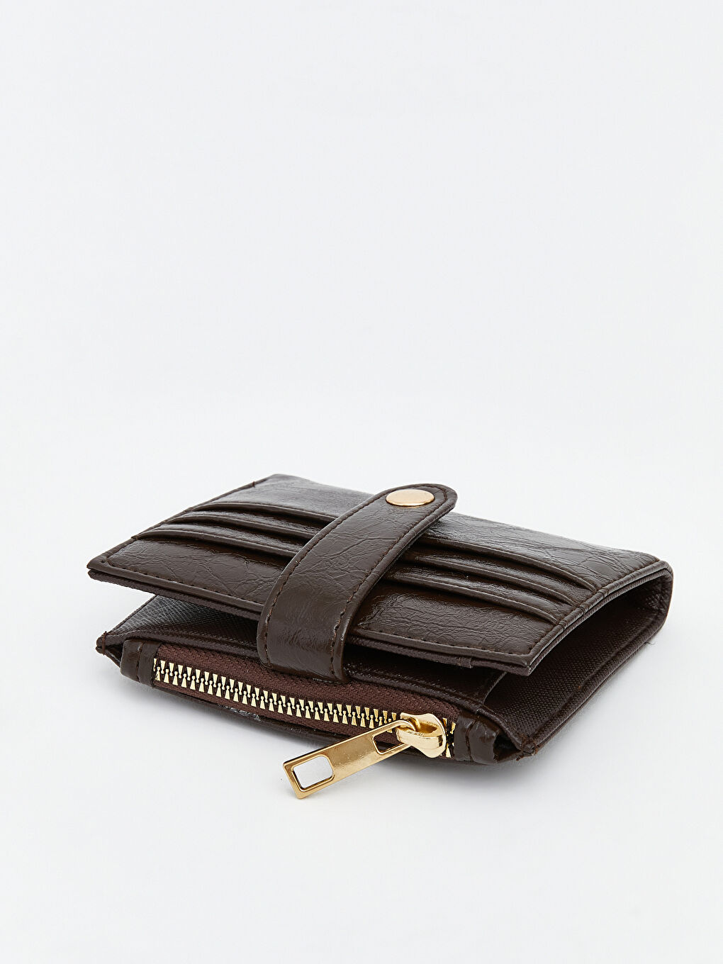 Kahverengi Deri Görünümlü Kadın Cüzdan-1