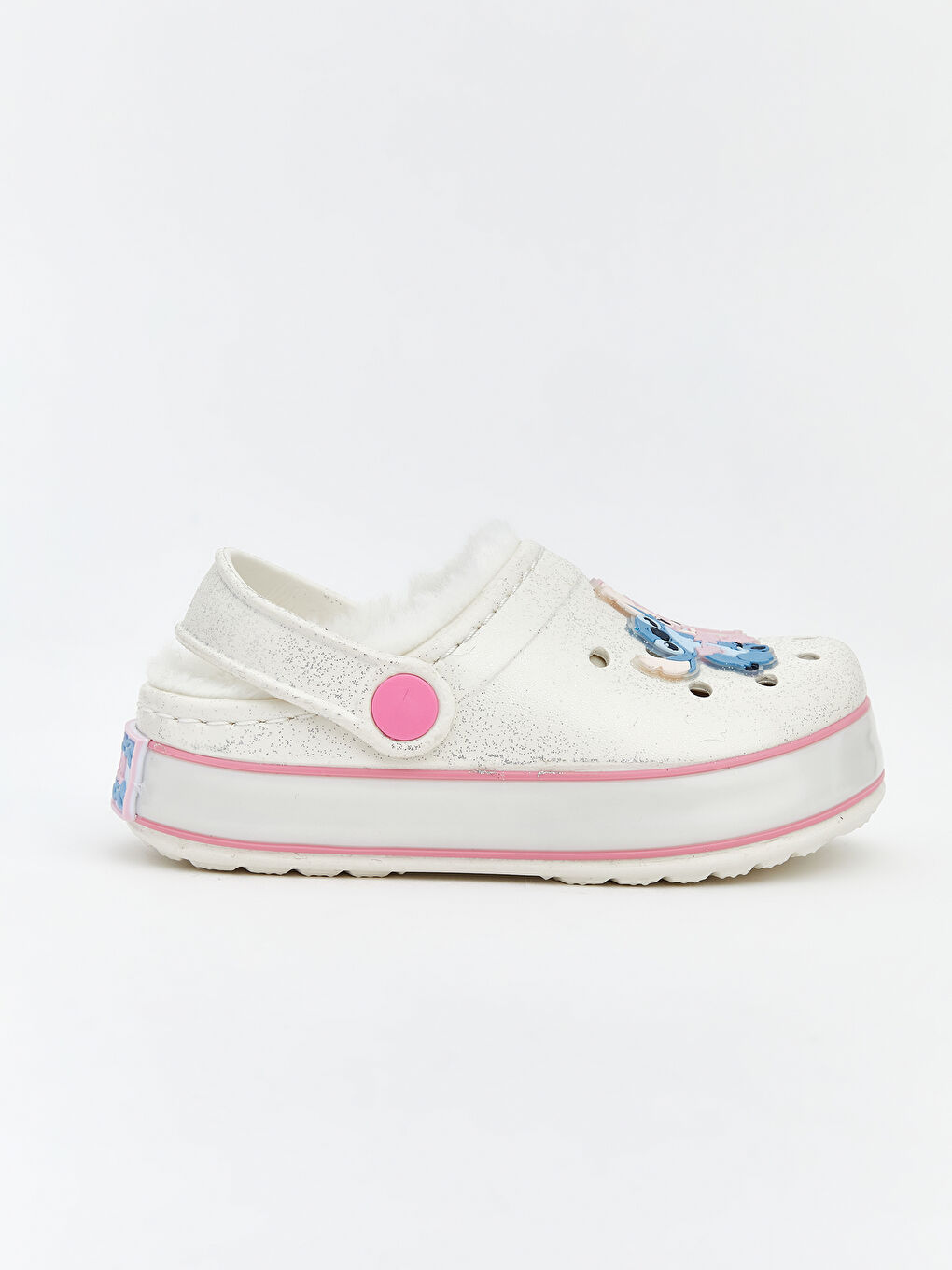 Beyaz Lilo ve Stitch Baskılı Kız Bebek Ev Terliği-1