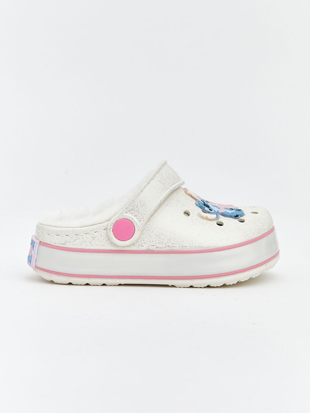 Beyaz Lilo ve Stitch Baskılı Kız Bebek Ev Terliği-2