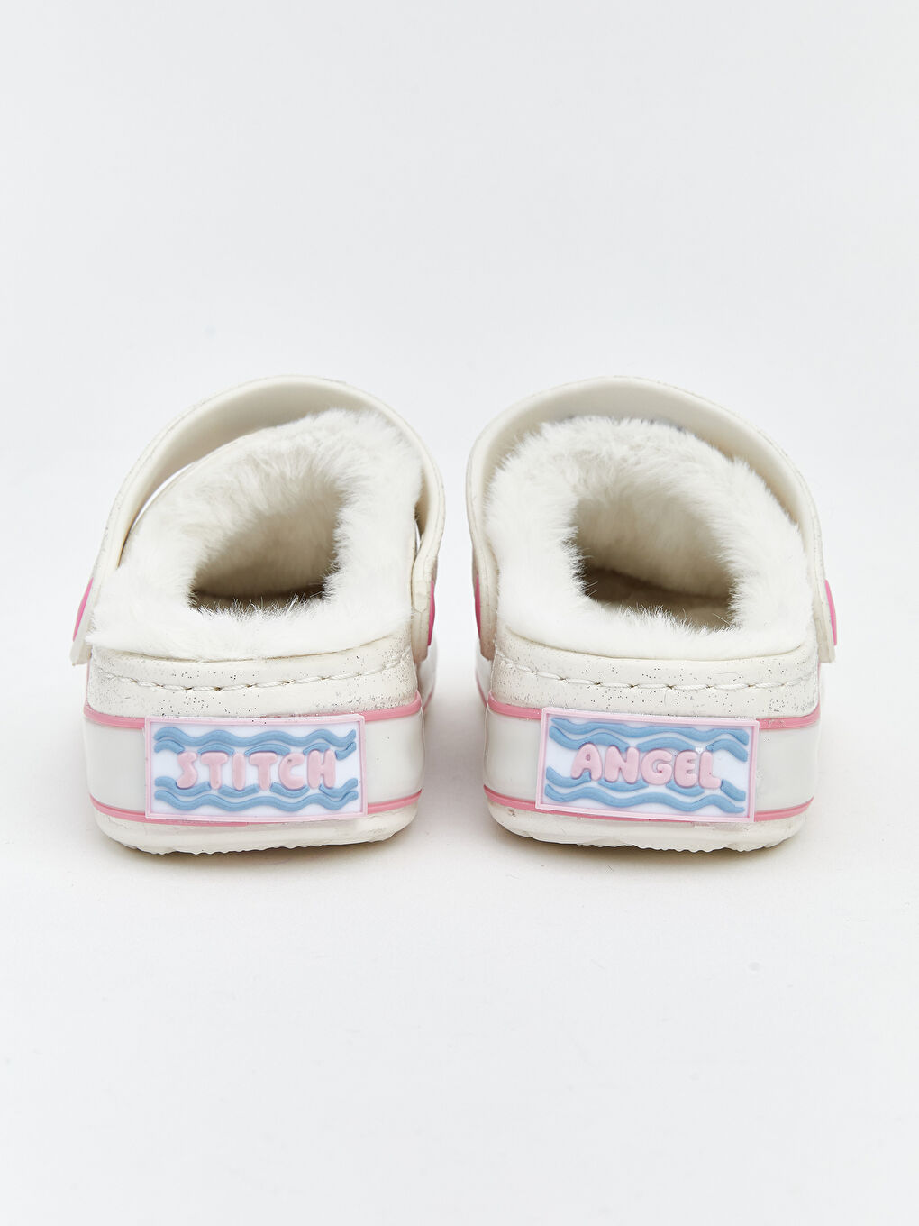 Beyaz Lilo ve Stitch Baskılı Kız Bebek Ev Terliği-4